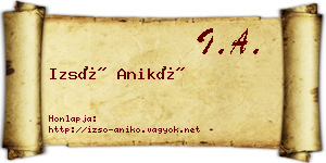 Izsó Anikó névjegykártya
