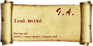 Izsó Anikó névjegykártya